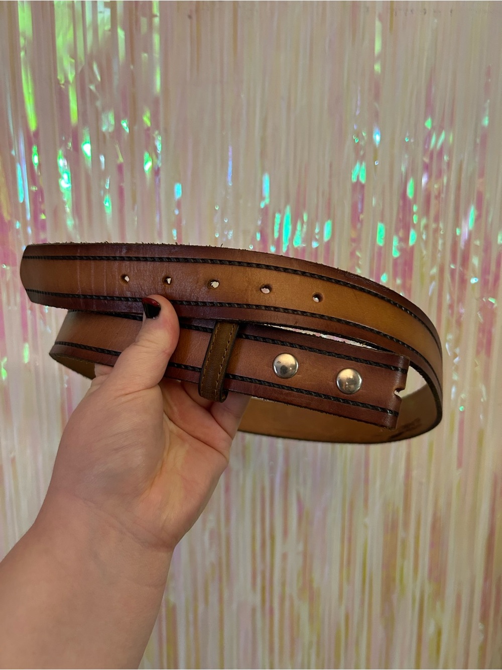 Men's Tan two tone Leather Belt - For belt buckles - Size 38